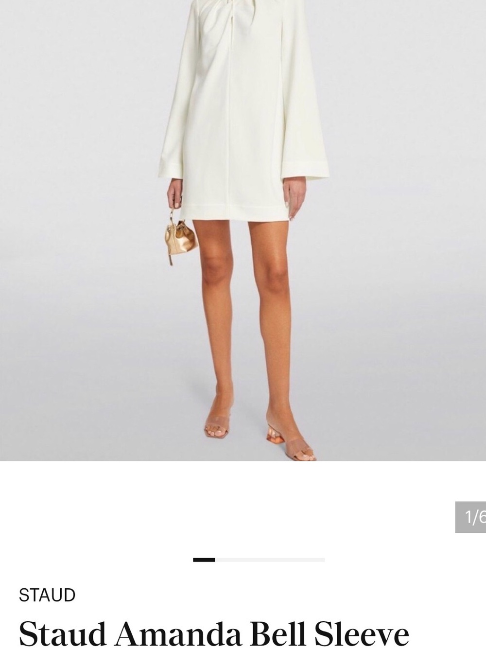 STAUD Cream Long-Sleeve Chain-Neck dress - Picture 4 of 7